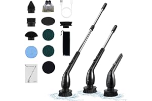 CkeyiN Pro Spazzola Elettrica Rotante, 8 IN 1 Spazzola Rotante Pulizia Casa con 8 Testine Sostituibili, Manico Allungabile Regolabile 135CM e 2 Velocità di Rotazione per Auto, Bagno, Cucina