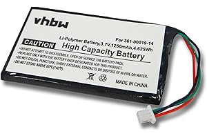 vhbw Battery compatible with Garmin Nüvi 1340, 1690 GPS Navigation System Sat Nav (1250mAh, 3.7V, Li-Polymer)