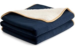 LE SURE Lesure Waterproof Fleece Blanket Washable - 152x203cm Ultra Soft Throw Over Sofa Bed Garden Blanket For People, Twin/Double Throw with Soft Plush, Navy