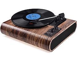 Record Player, Vintage Turntable Bluetooth Vinyl Player LP Record Player with 3 speed 33/45/78 RPM and Built-in 2 Stereo Spea