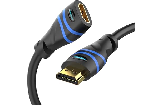 BlueRigger HDMI Cable Extension Male to Female HDMI Extender Cord 4K Compatible for TV Stick, Chromecast, Nintendo Switch Wii U, Xbox One 360, PS4 PS3, Blu Ray Player, HDTV, Laptop PC (1.5 FT)