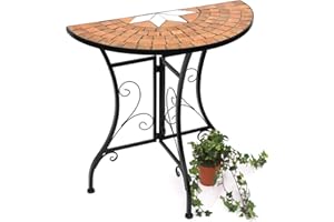 DanDiBo Stół półokrągły stół konsola stół ścienny 120041 stolik pomocniczy metal mozaika 70 cm