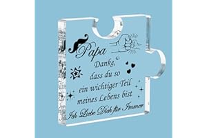 UUEMB Geschenke für Papa, Vatertagsgeschenk Acryl Plakette Geschenke für Papa von Tochter Sohn, Gravierte Puzzle Form Vater Weihnachten Geburtstagsgeschenk