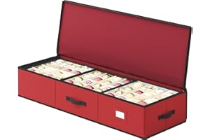 SONGMICS Aufbewahrungsbox für Weihnachtskugeln, Weihnachtskugeln Aufbewahrung, 96 Fächer je 7,6 cm, 96,5 x 33,5 x 17,5 cm, Trennwände, Oxford-Gewebe, Reißverschluss Griffe, kirschrot RFB042R01