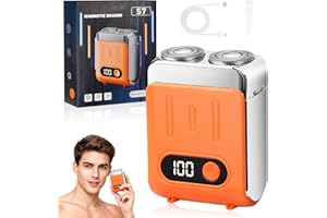CELESTIMINGLE Mini Portable Electric Shaver for Men, 2026 Suitcase-Design Razor IPX7 Waterproof, Type-C Rechargeable Magnetic Dual-Head Beard Shaver for Home, Office & Travel (Orange)
