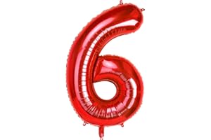 DBMOON 40 Inch Red Foil Balloon Number 6, 0-9 Numbers Balloon Large Helium Balloons Numbers for Girls Boys Birthday Decoration / Anniversary Decoration / New Year's Eve Decoration (Red #6)
