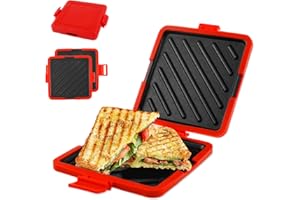 CBWERBB Microwave Toastie Sandwich Maker, Silicone Microwaveable Cookware, Heatwave Technology Non-Stick Plates Wireless for Cooking Delicious Crispy Sandwiches (Red)