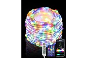 AGOTD Łańcuch świetlny 20 m, 200 LED RGB, zasilanie przez USB, sterowanie aplikacją, pilot zdalnego sterowania, synchronizacja muzyki, WLAN/Bluetooth, łańcuch świetlny USB, do ogrodu, na wesele,