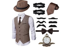 Ulikey 20er Jahre Accessoires, Mafia Kostüm Set für Herren, 1920er Zubehör mit Westen & Verschiedenen Accessoires für Halloween, Karneval