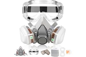 LAMANICE Atemschutzmaske mit 10Pcs Filter Cottons, Schutzbrille und Ohrstöpsel, Gesichtsschutz für Staub, Formaldehyd, Schleifen, Schweißen, Holzbearbeitung, Organische Dämpfe, Chemikalien, Farbe