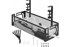 YTUGIL Bandeja de gestión de Cables para Debajo del Escritorio, Organizador de Cables sin Taladro, Bandeja de Cables Ajustable y retráctil, fácil de Instalar, solución de Cables para el hogar u -1 Paquete