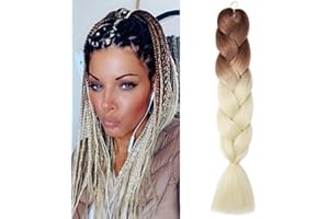 Gairyan Jumbo Braids, Extensions, Synthetic Hair for Braiding, 1 Piece, 100 g, Braiding Hair Extensions, 60 cm, Ombre, Synthetic Braids, Afro Hair for Box Braids/Crochet Braids, Brown & Beige