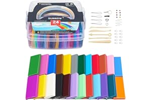 SUNNOW Pâte Polymère - 680g/1.5lb 24 Couleurs Cuisson au Four Pâte à Modeler Sûr et Non Toxique Argile Polymère DIY Pâte Polymère Craft Kit avec Outils et Accessoires, Cadeau pour Les Enfants