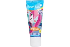 Dentifrice Brush-Baby Tutti Frutti pour enfants | Stade 3 - Enfants | + 3 ans | Saveur fruitée, alternative à la menthe. Xylitol & fluor pour des dents, gencives saines & une haleine fraîche | 3x50ml