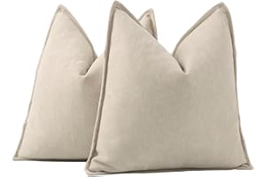 Madizz 2 Pezzi Ciniglia Copricuscini Testurizzata con Bordo Morbido Decorativo Fodere per Cuscino Lusso Stile per Divano Camera da Letto 45x45 cm Beige
