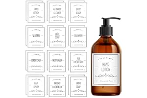 HEVEER Autocollants d'Étiquettes de Bouteilles Imperméables Autocollants de Distributeur de Savon pour Salle de Bain 9.5x8cm 24 Pièces Blanc