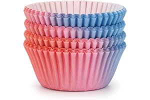 Spesh 100 Pièces Caissettes Cupcake Papier Moule Muffin Papier Taille Standard Moules Cupcakes Jetables pour Baby Shower, Mariage, Noël(Rose + Bleu)