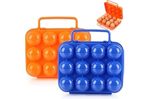 Sprießen 2 Piezas Bandeja de Plástico para Huevos Caja Envase para Huevos con Mango Portátil Caja de Almacenamiento de Huevos con 24 Rejillas para BBQ, Pesca, Camping