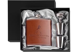 YOYIAG Tasse Inox Flasque Fiole Alcool: Carafe Flasque Whisky 7 Oz avec 2 Petites Tasses 1 Entonnoir, Cadeau Homme, Flasque Cuir Jaune Transporter L'alcool, Flasque a Alcool D'extérieur Randonnée, Camping