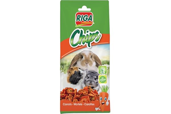 Riga - Chips De Carotte Séchée - Friandise Naturelle pour Rongeurs - Riche en Vitamines Et Minéraux - sans Additifs - Idéale pour l’Usure des Dents - 50G
