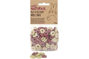 Rosewood Naturals Pea 'n' Beetroot Nibble Rings Treats for Rabbits, Guinea Pigs, Chinchillas, Degus, Hamsters, Gerbils, Mice, Rats - 120g