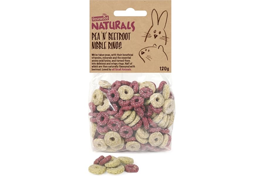 Rosewood Naturals Pea 'n' Beetroot Nibble Rings Treats for Rabbits, Guinea Pigs, Chinchillas, Degus, Hamsters, Gerbils, Mice, Rats - 120g