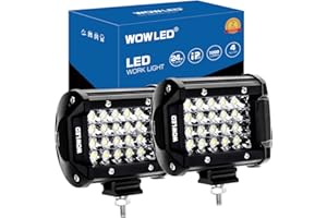 WOWLED Offroad 4 Zoll Quad Row LED Pods 2 Pack, 7200LM Spot Beam 4 Rows LED Light Bar Off Road Work Light Driving Fog Lamps Car ATV UTE Truck Bar Lamp Camp Light 12V 24V DC 4X4