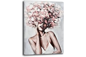 PRINTERLAND Quadro Soggiorno Moderno Astratto Donna con Fiori Quadri moderni di tela da Parete XXL grande Stampa su tela canvas Camera da letto Decorazione Murale muro Arredo Cucina (50x70 cm, 2)