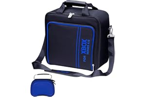 omarando Estuche para Xbox Bag,Compatible con Xbox Series X/S ,Almacenamiento de Accesorios de Consola para Xbox Series X/S,con Caja de Protección para Gamepad, Negro-Azul