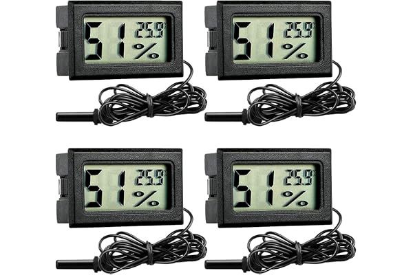 GuDoQi Mini-hygrometer-termometer, LCD, digital temperaturfuktighetsmätare med sond, akvarietermometrar, mätare för akvarium