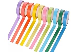 Songdao 10 Rouleaux Washi Tape Set, Ruban Adhésif Décoratif Arc-en-Ciel, Scotch Décoratif pour Enfants et Adultes, Scrapbooking, Bricolage et Bullet Journals