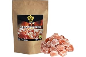 ‎HAF HAF® Rosa Salzbrocken 1 kg | Grobe Steinsalz Brocken ohne Zusätze und naturbelassen aus der Salt Range in Pakistan | Salzsteine | Solebrocken | Größe: 2-5 cm | Menge: 1 x 1 kg im Beutel