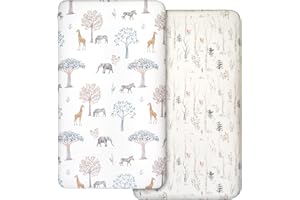 GLLQUEN BABY 2 Pack Cot Sheets 100% Microfiber- Breathable, 120 x 60cm Cozy and Lightweight Cot Fitted Sheets, Oeko-tex100, Fits All Bassinet Mattress Shapes, Hourglass, Crib Sheets for Oval (Tree)