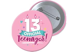 VESMIGA Official Teenager Pin Badge - Happy 13th Big Birthday Decorations for Girls - Officially A Teenager Party Accessory Gifts for Sweet 13 Year Old Girl Daughter Granddaughter