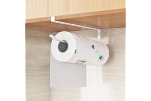 FORMIZON Portarotolo Cucina Senza Foratura, 27cm Porta Carta da Cucina Sottopensile, Ortarotolo di Carta Cucina Senza Forare Portarotolo di Carta Per Cucina e Bagno Porta Asciugamano (Bianco)