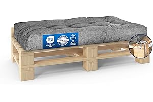 MKS Coussin palette 120x80 cm | Coussin pour palette exterieur impermeable avec sangles | Matelas palette confortable pour canapé balcon jardin | Coussin canapé palette pour l'intérieur et l'extérieur