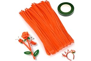 XRXYMQ 200 Cure Fil Chenille Pipe Cleaners Orange Cure-pipe 6mmx300mm Cure Pipe Chenille Couleurs Assorties pour Loisirs Creatifs Fils Chenilles Loisirs Creatifs pour DIY Décoration Fleurs