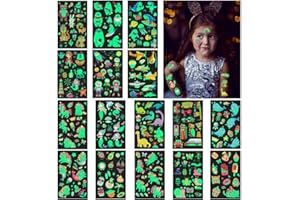 AIRNOGO Tattoos for Kids 16 Sheets Glow in the Dark Tattoos, Temporary Tattoos for Kids, Tattoos for Kids Party bags, Kids Tattoos for Girls Boys, Waterproof Stick on Tattoos Kids, Party Bag Fillers for Kids