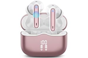 XINWLD Wireless Earbuds, Bluetooth 5.3 Headphones Wireless Earphones, 2024 In Ear buds Wireless Earbuds, 4 ENC Noise Cancelling Mic Wireless Headphones, IP7 Waterproof, 40H Playtime, Mini Ultra Light, Rose