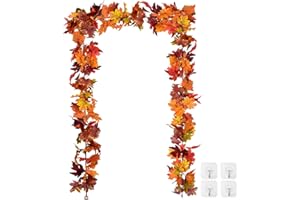 KEKECHAORAN 2 szt. girlandy ze sztucznych liści klonu, jesienne liście 3,6 m wiszące liście winorośl kryty ślub na świeżym powietrzu Święto Dziękczynienia obiad kominek dekoracja świąteczna (A)