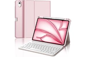 FOGARI Teclado para iPad Air 11 M2/M3 2024/2025, Funda para iPad Air 11 Pulgadas 2024/2025 con Español Ñ Teclado Bluetooth Magnético Desmontable con Portalápices, Rosa