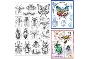 GLOBLELAND Tampons Transparents Insectes pour Scrapbooking Papillons Libellules Collection de Tampons en Silicone Tampons Transparents pour la Fabrication de Cartes Journal Décoration