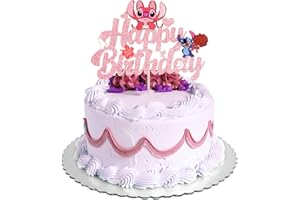 ZAZOOT Stitch Cupcake Topper, Stitch Decorazioni per Torte, Compleanno Torta Topper, Decorazione Torta Cartoon, Happy Birthday Decorazioni Torta, Stitch Torta Toppers, Cupcake Toppers