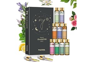‎PHATOIL PHATOIL Ätherische Öle Set 9 x 10 ml, Duftöle Set für Diffuser Aromatherapie, 100% Reine Naturrein Ätherische Öle Vanille, Eukalyptus, Rose, Jasmin, Rosmarin, Süßorange, Pfefferminzöl Bio
