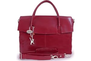 CATWALK COLLECTION HANDBAGS Catwalk Collection Over-Sized Laptop Bag - Vintage Leather - Helena - Red