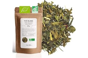 MES THÉS Thé Blanc bio Pastèque Babeurre - 100g (40 tasses) - Thé en vrac 100% agriculture biologique - Mes-Thés