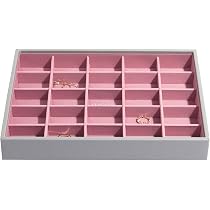 Stackers Portagioie Classico Medio: Organizzatore In Similpelle Grigio/Rosa