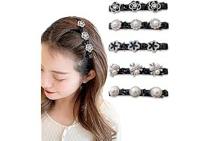 IUDWCG 5 Pcs Barrette à Cheveux Latérale à Trois Fleurs,Pinces à Cheveux Tressées en Pierre de Cristal,Barrette Cheveux Femme Latérale en Pierre de Cristal étincelante pour Les Femme