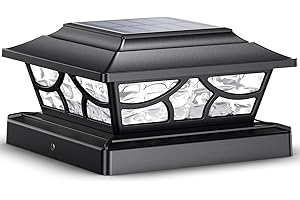 Siedinlar Solar Post Cap Lights Outdoor, 2 Modes Solar Powered Waterproof Fence Deck Light for 4x4 5x5 6x6 Posts Garden Patio Decoration Warm White & Cool White, Dynamic Lighting Black