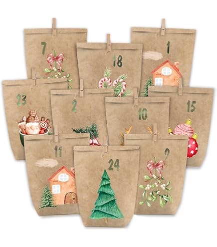 NA Flyftrey 24 Adventskalender Zum Befüllen - Faltbare Häuschen Mit Aufklebern